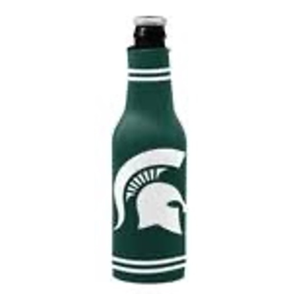 Michigan State Spartans MSU NCAA Bottle Koozie Insulator Zipper Green White